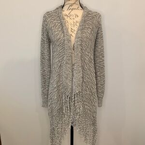 Lovestitch draped waterfall fringe cardigan marled S